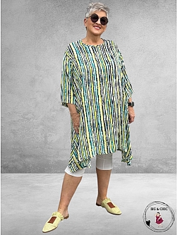 AKH Big Long Shirt Windy Blauw-Lime-Turquoise